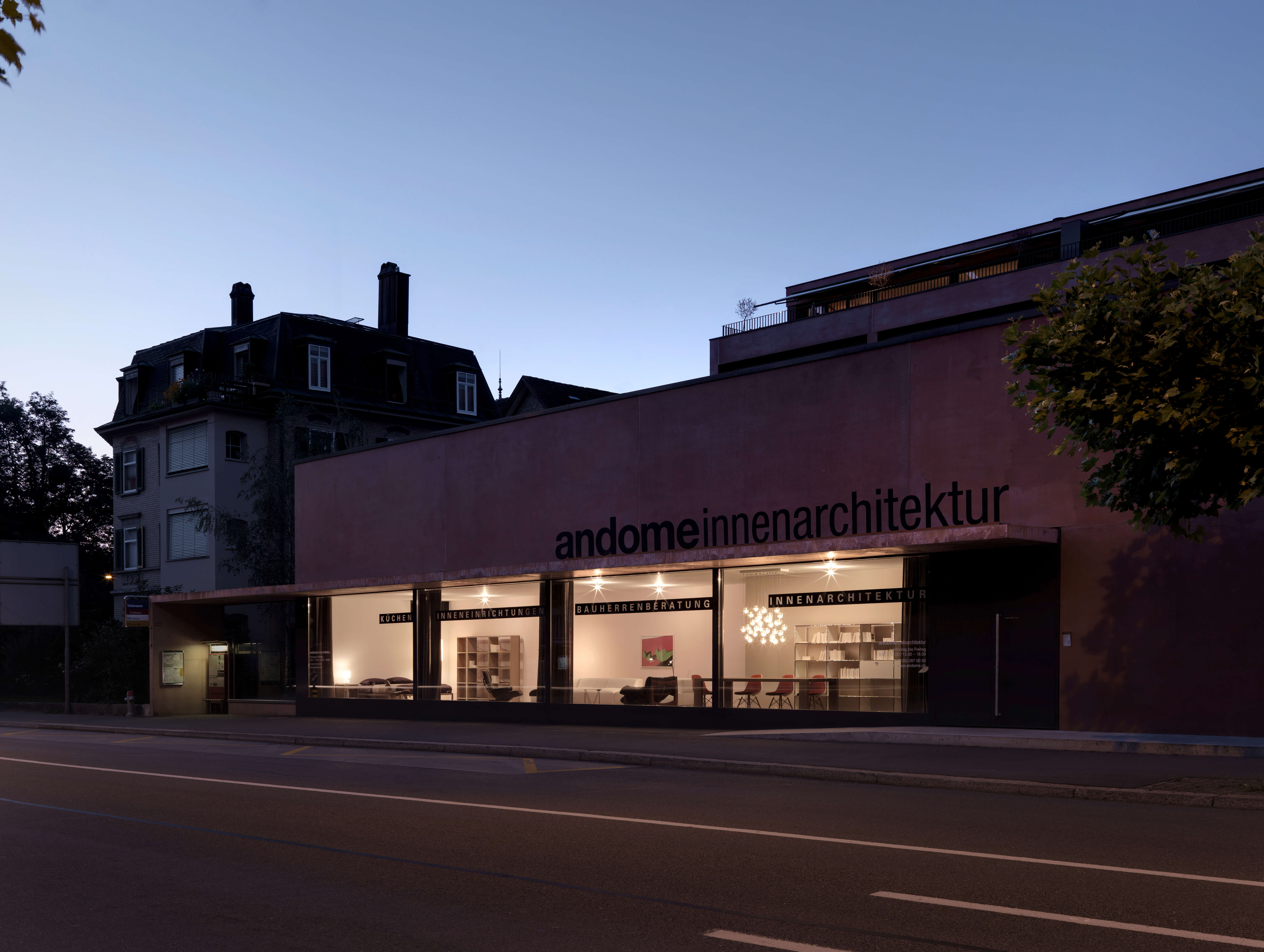 Aussenansicht teo jakob Innenarchitektur in Zug, Wülflingerstrasse 14