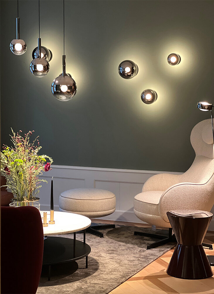 Showroom teo jakob Bern, Ausstellungsfläche mit Occhio Leuchten